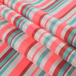 Sea Green and Neon Pink Striped Taffeta