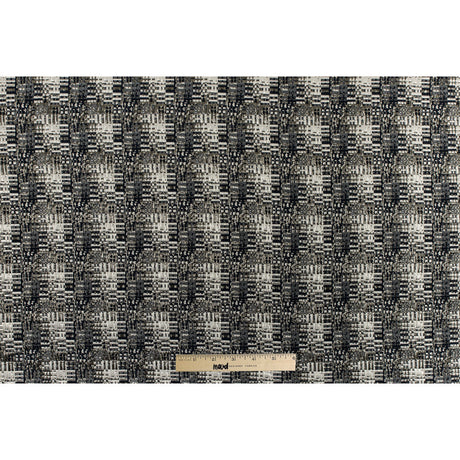 Metallic Silver/Patriot Blue/Ivory Abstract Geometric Polyester Brocade