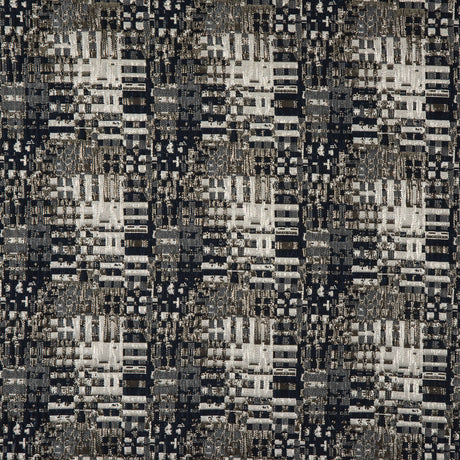 Metallic Silver/Patriot Blue/Ivory Abstract Geometric Polyester Brocade