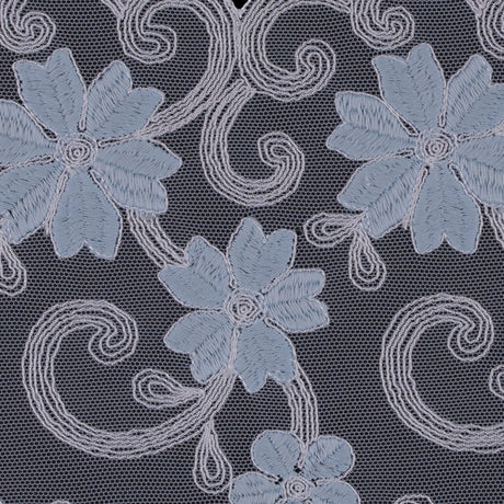 5.5" Blue and White Flower Emboidery on Mesh 5.5"