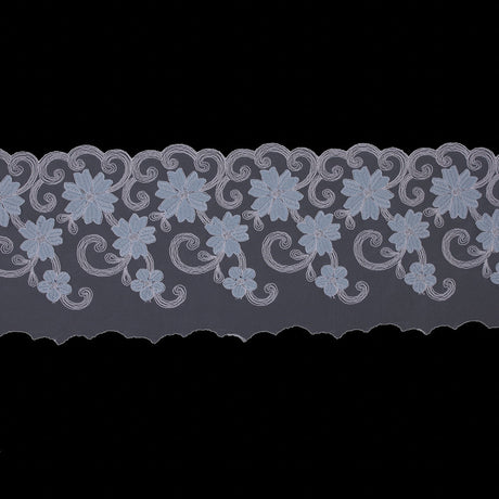 5.5" Blue and White Flower Emboidery on Mesh 5.5"
