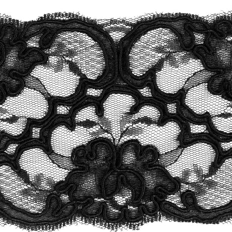 Black Corded Lace Trim - 3"