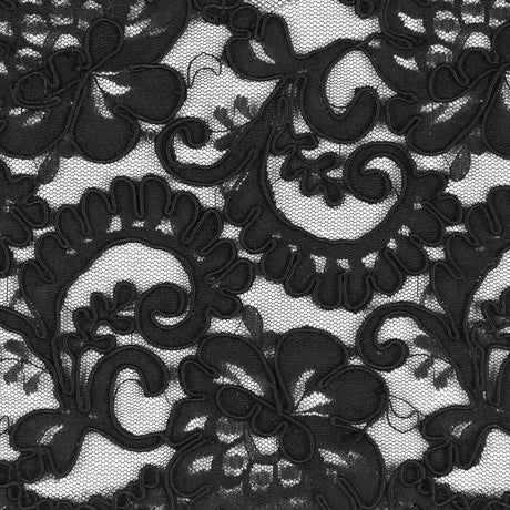 Black Corded Lace Trim - 7.25"