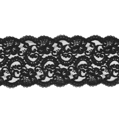 Black Corded Lace Trim - 7.25"