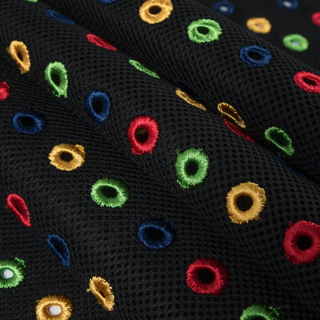 Italian Black/Multi-Colored Embroidered Spacer Mesh