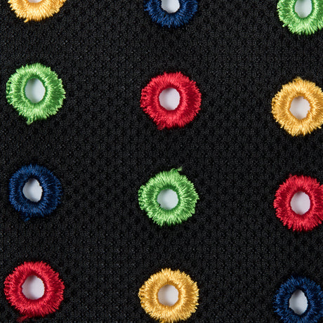 Italian Black/Multi-Colored Embroidered Spacer Mesh