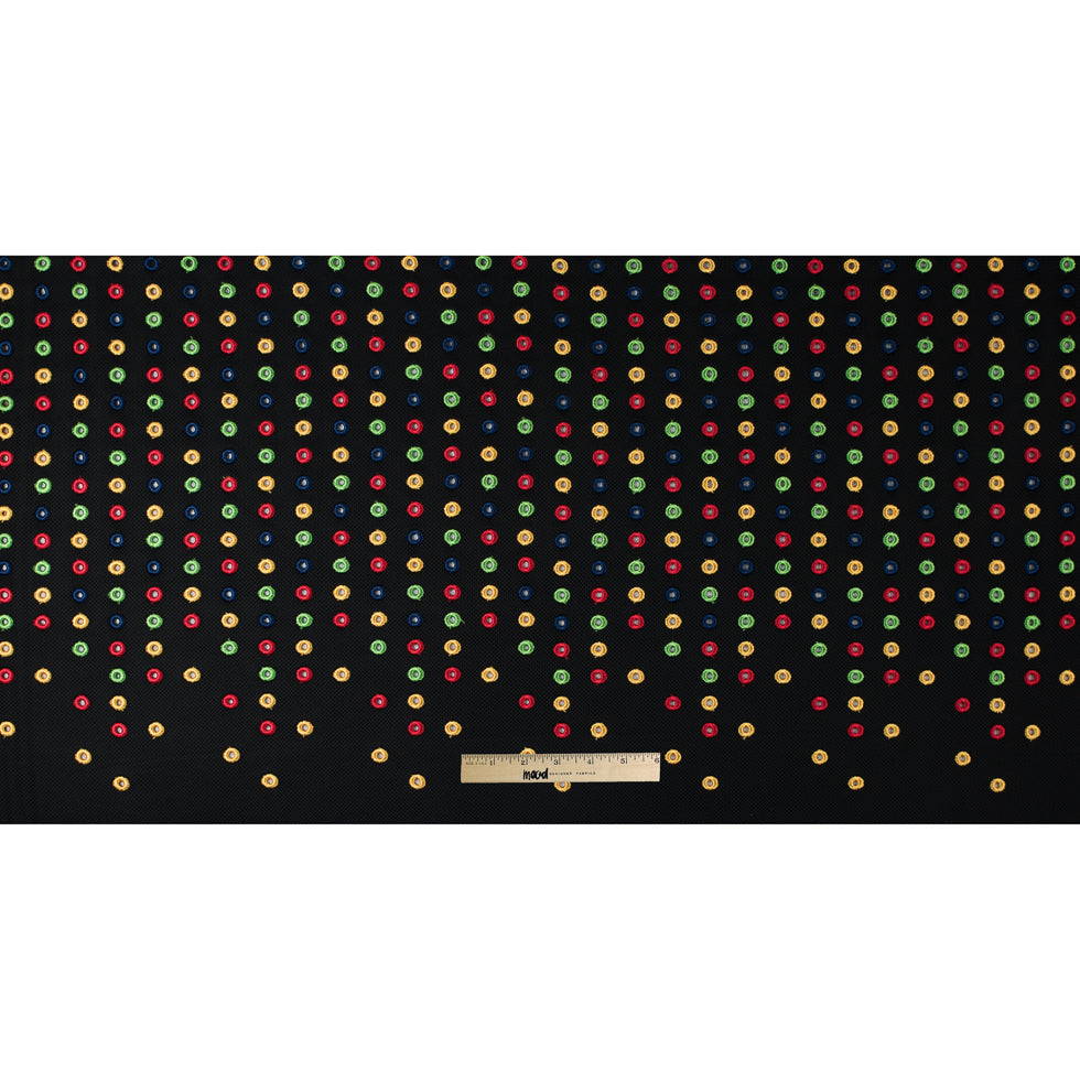 Italian Black/Multi-Colored Embroidered Spacer Mesh