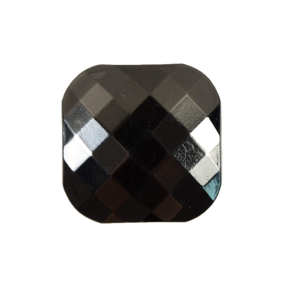 Faceted Square Gunmetal Plastic Button - 40L/25.5mm