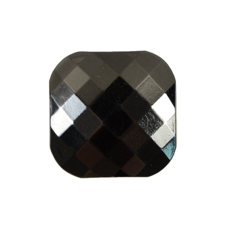 Faceted Square Gunmetal Plastic Button - 40L/25.5mm