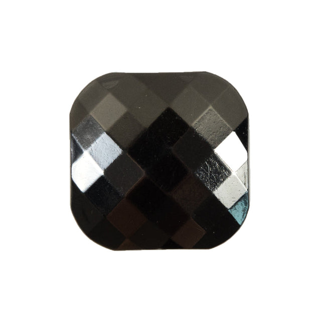 Faceted Square Gunmetal Plastic Button - 40L/25.5mm
