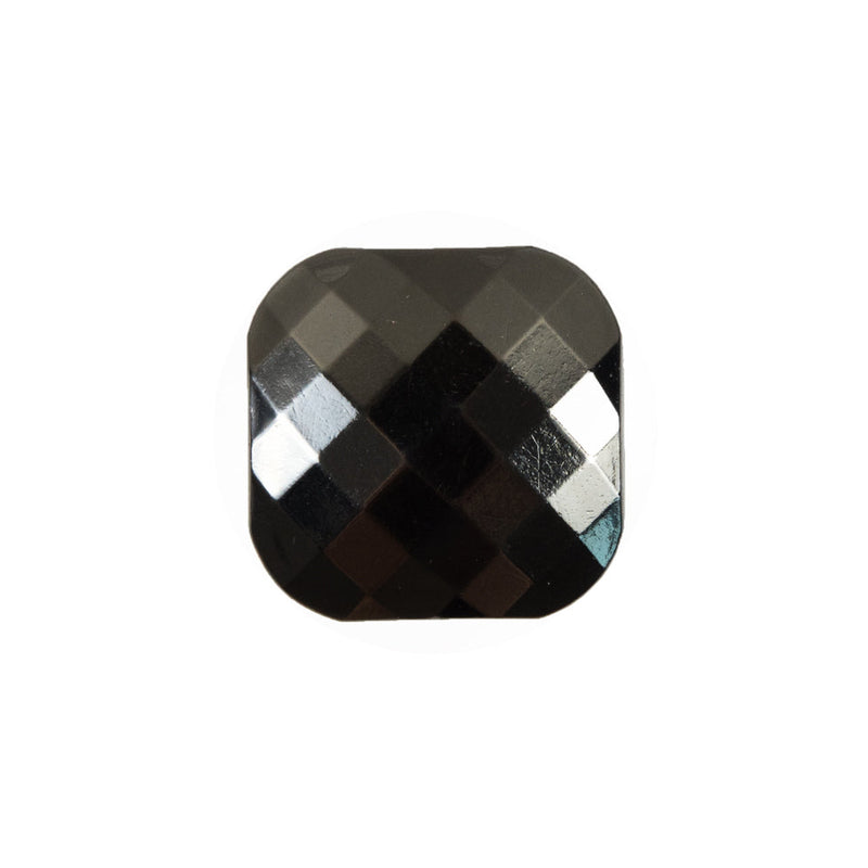 Faceted Square Gunmetal Plastic Button - 34L/21.5