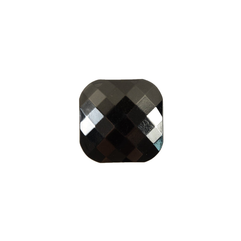 Faceted Square Gunmetal Plastic Button - 24L/15mm