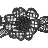 Black 3D Floral Lace Trim - 4"