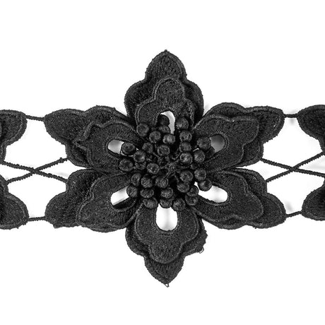 Black 3D Floral Lace Trim - 3.75"
