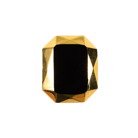 Black/Gold Glass Shank-Back Button - 36L/23mm