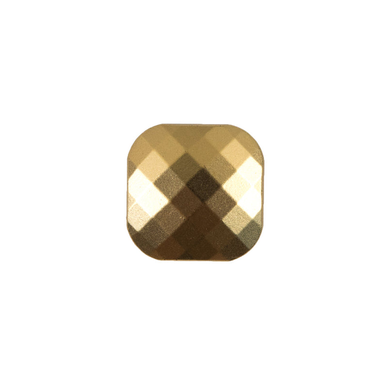 Faceted Square Gold Plastic Button - 24L/15mm