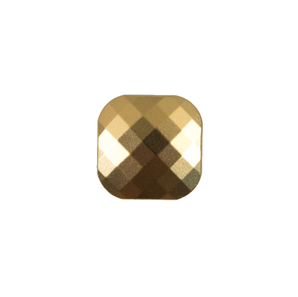 Faceted Square Gold Plastic Button - 24L/15mm
