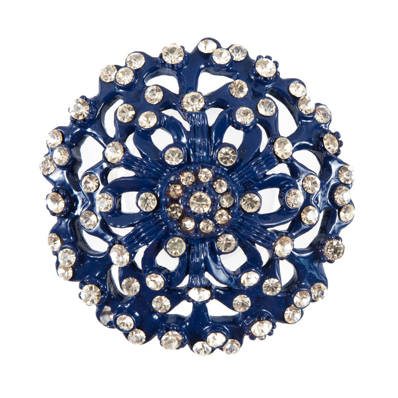 Navy Rhinestone Metal Button - 54L/34mm
