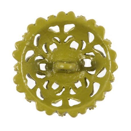 Olive Rhinestone Metal Button - 54L/34mm