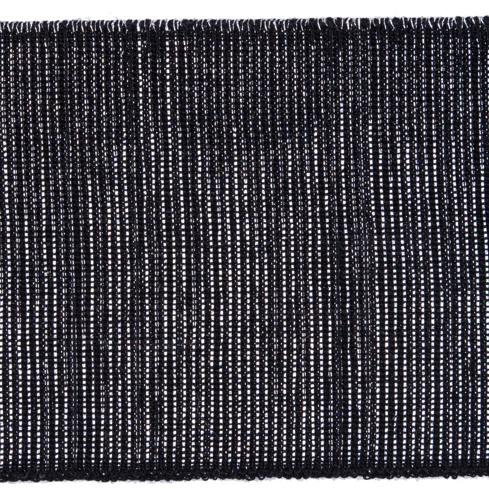 Metallic Silver and Black Elastic - 2"
