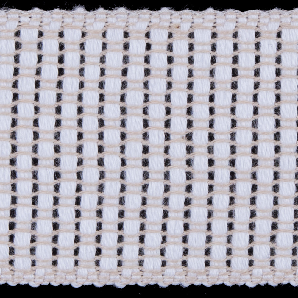 Beige and White Woven Trim - 1.5"