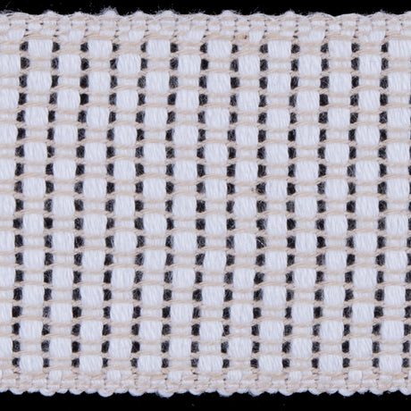 Beige and White Woven Trim - 1.5"