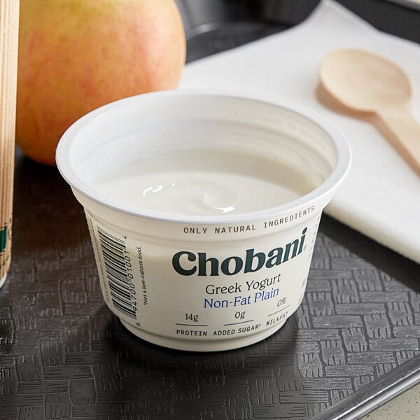 Chobani Non-Fat Plain Greek Yogurt 5.3 oz. - 12/Case