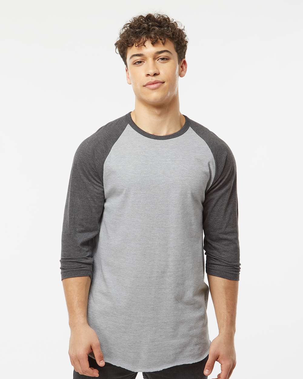 TULTEX® Fine Jersey Raglan Crewneck Three-Quarter Sleeve Tee