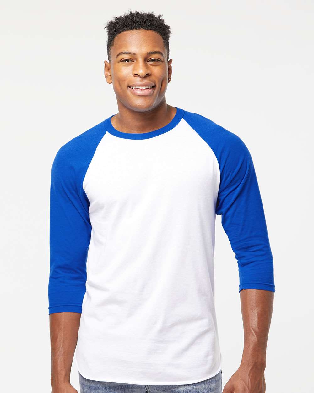 TULTEX® Fine Jersey Raglan Crewneck Three-Quarter Sleeve Tee