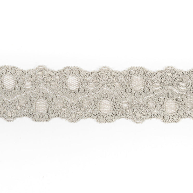 Gray Stretch Lace Trim - 2.25"