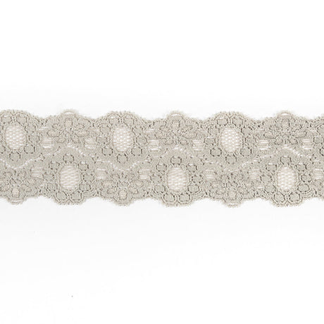 Gray Stretch Lace Trim - 2.25"