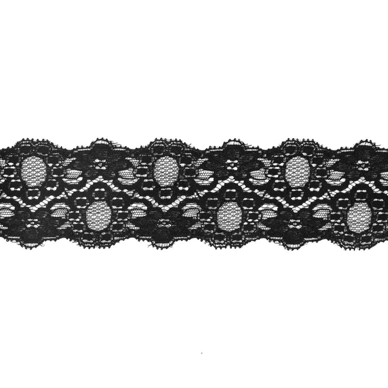 Black Stretch Lace Trim - 2.25"