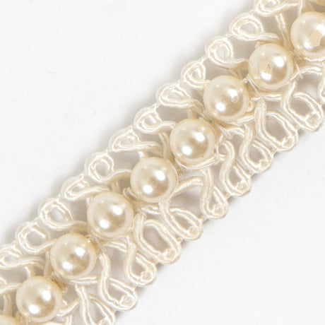 Ivory Braided Cord w/ Pearls - 1"