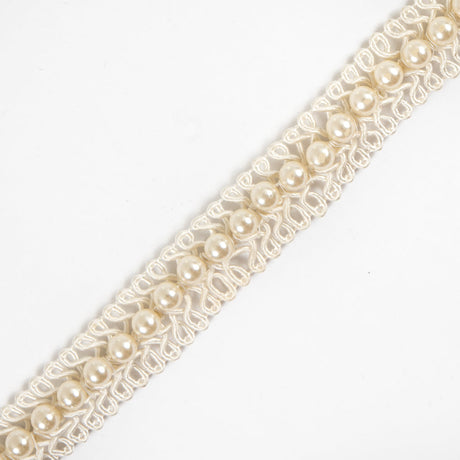 Ivory Braided Cord w/ Pearls - 1"