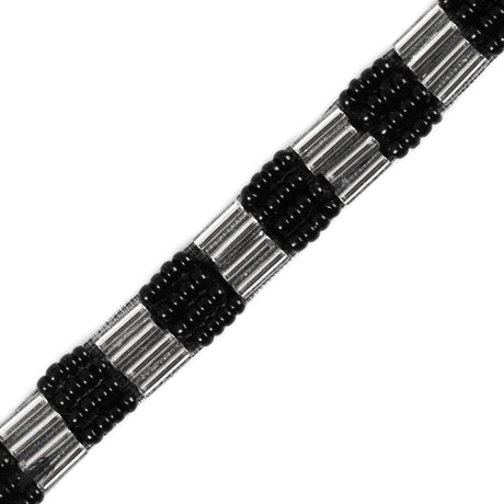 Black/Silver Beaded Trim - 0.25"