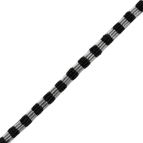 Black/Silver Beaded Trim - 0.25"