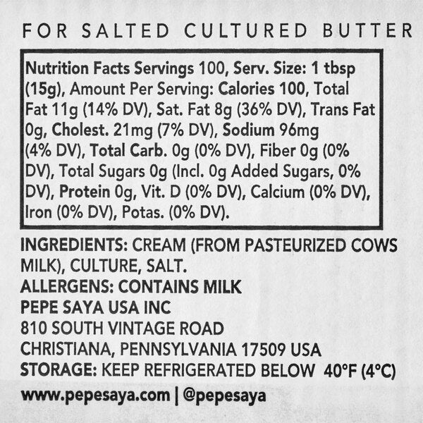 Pepe Saya Salted Cultured Butter Log 5.5 lb. - 4/Case