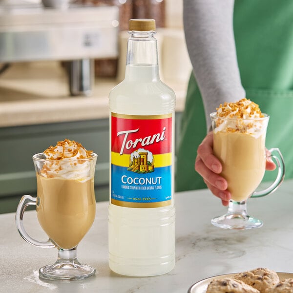 Torani Coconut Flavoring Syrup Plastic Bottle 1 Liter - 6/Case