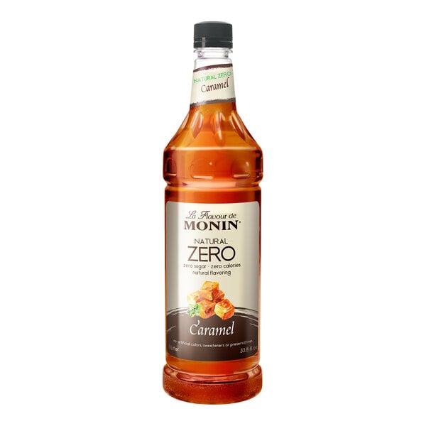 Monin Zero Calorie Natural Caramel Flavoring Syrup 1 Liter - 4/Case
