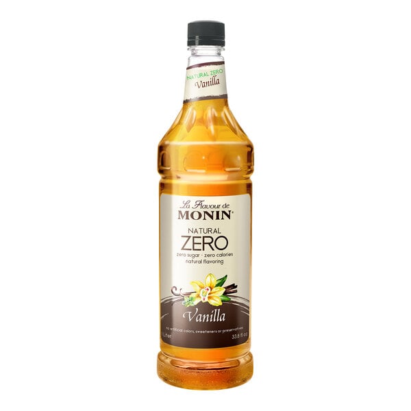 Monin Zero Calorie Natural Vanilla Flavoring Syrup 1 Liter - 4/Case