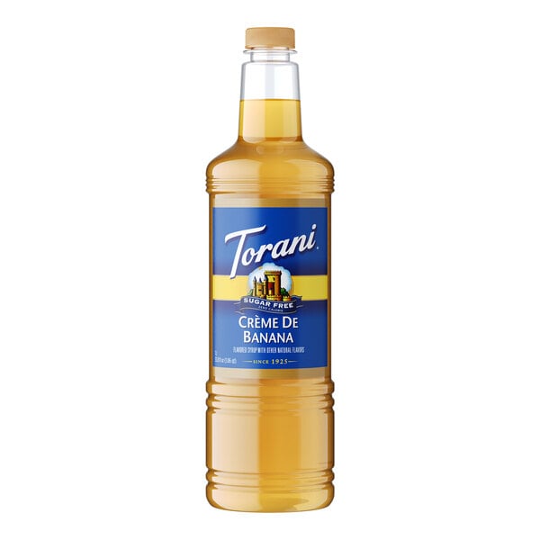 Torani Sugar-Free Creme de Banana Flavoring / Fruit Syrup Plastic Bottle 1 Liter