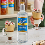 Torani Sugar-Free Peppermint Flavoring Syrup Plastic Bottle 1 Liter - 6/Case