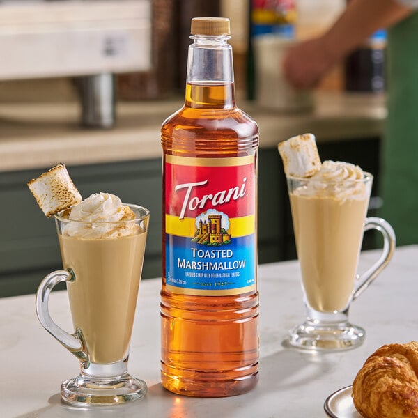 Torani Toasted Marshmallow Flavoring Syrup Plastic Bottle 1 Liter - 6/Case