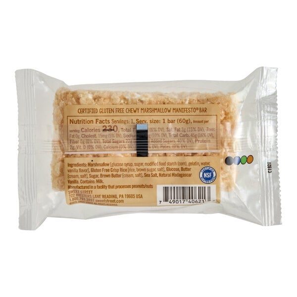 Sweet Street Desserts Gluten-Free Chewy Marshmallow Bar 2.1 oz. - 40/Case