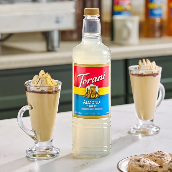Torani Almond (Orgeat) Flavoring Syrup Plastic Bottle 1 Liter - 6/Case