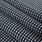 White/Navy Checkered Loosely Woven Novelty Tweed