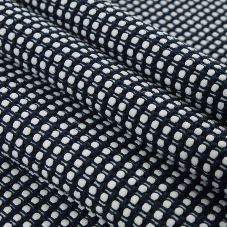 White/Navy Checkered Loosely Woven Novelty Tweed