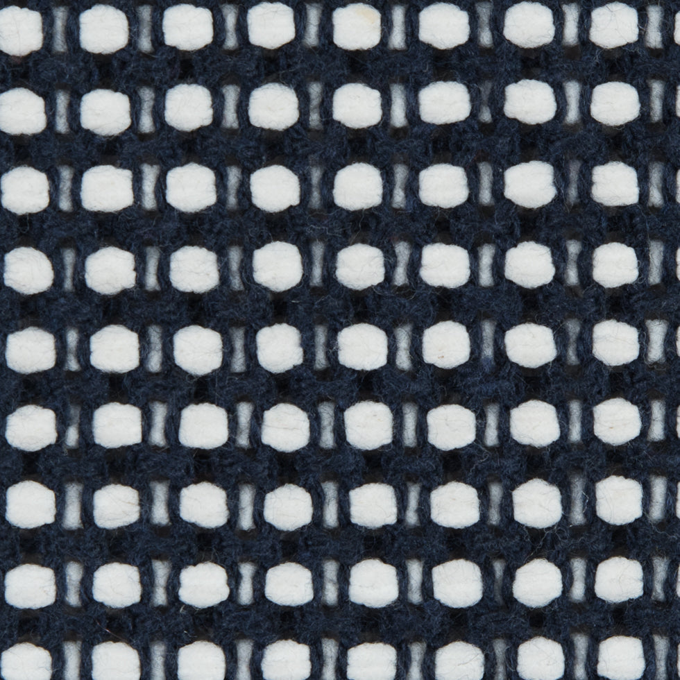 White/Navy Checkered Loosely Woven Novelty Tweed