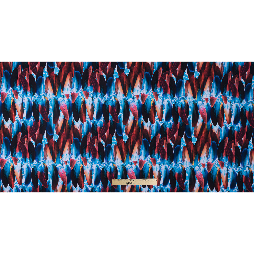Compression Swimwear Tricot, UV Protective with Aloe Vera Microcapsules - Blue/Red Feather - Caye Collection