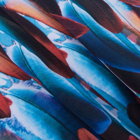 Compression Swimwear Tricot, UV Protective with Aloe Vera Microcapsules - Blue/Red Feather - Caye Collection